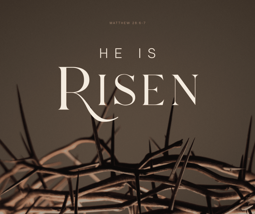 Brown Beige and White Minimalist Elegant Religious He is Risen Easter Greeting Facebook Post